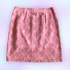 Talbots pink paisley print mini skirt size 12